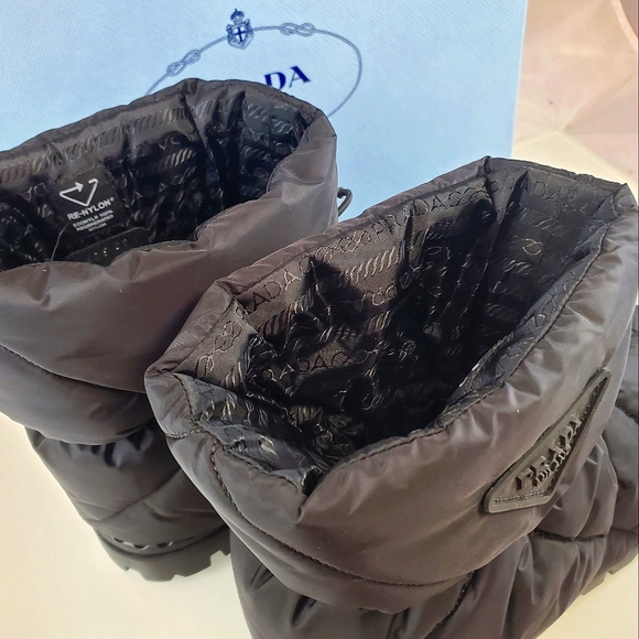 NWT$1,120 PRADA Blow 19 Quilted Nylon Drawstring Winter Snow Bootie Boot Sz 39.5 - Picture 14 of 16